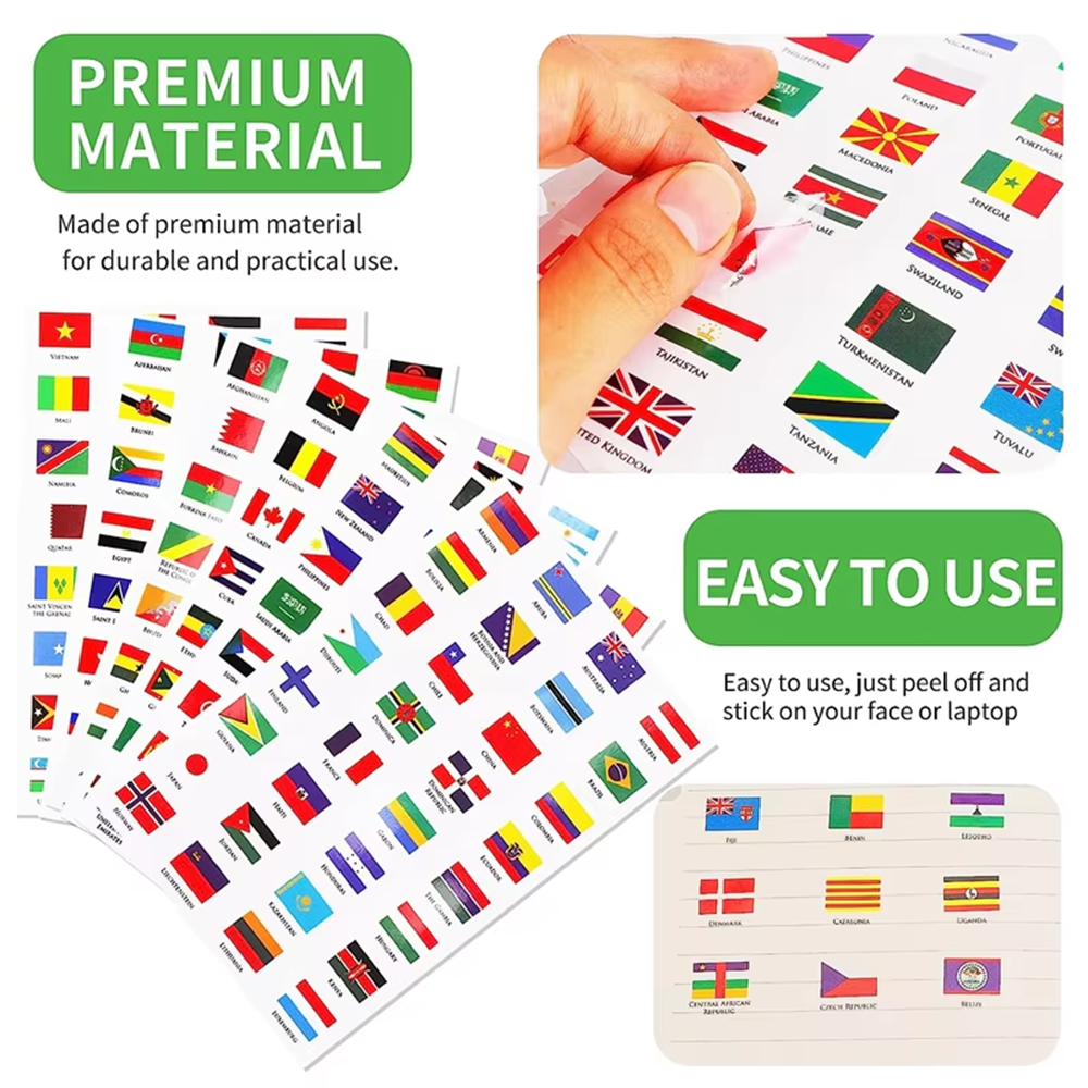 Travel Z - 192 Countries World Flag Stickers Self-Adhesive