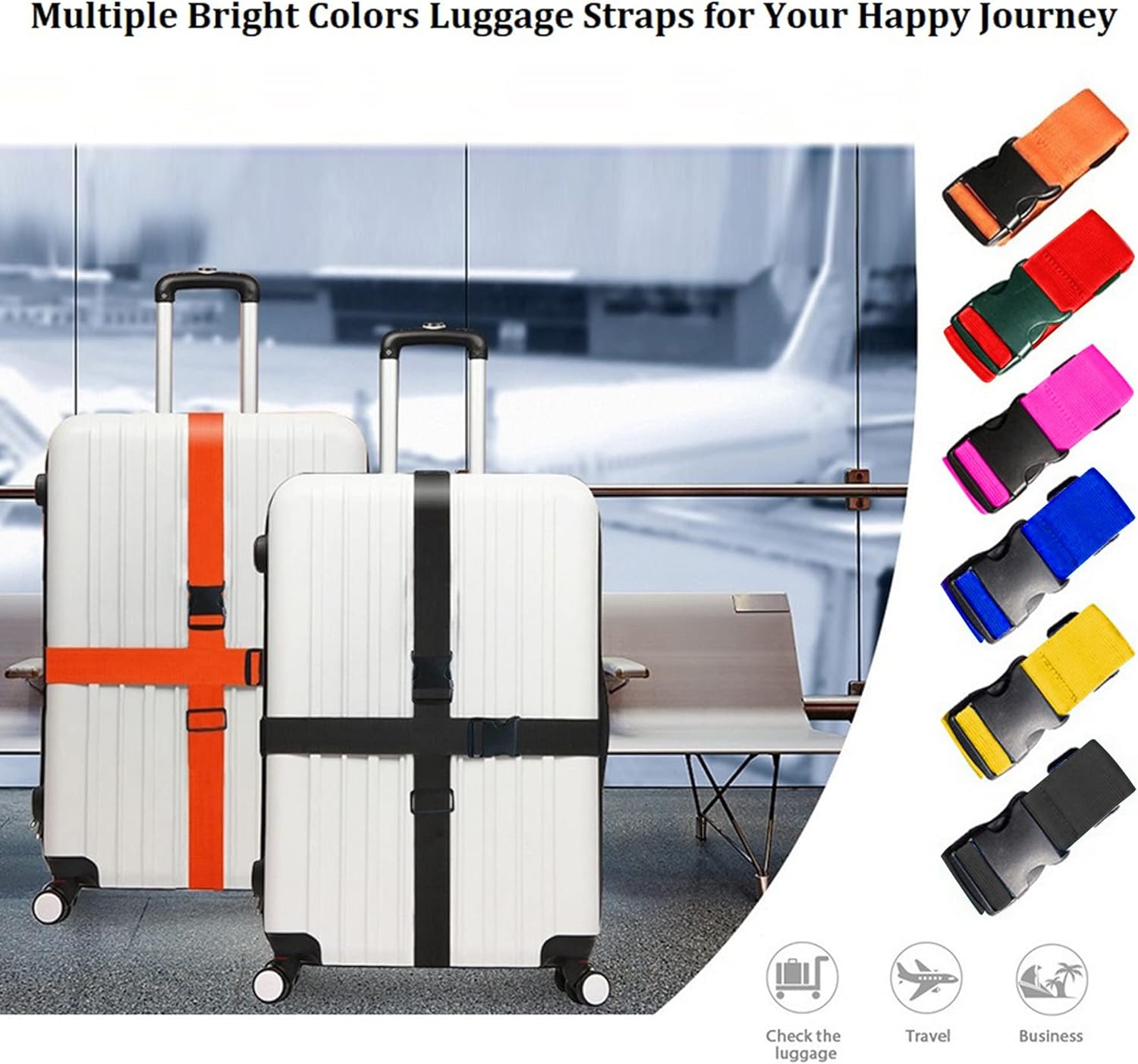 Travel Accessories Luggage Straps - 2 Pack Adjustable Luggage Straps Bright