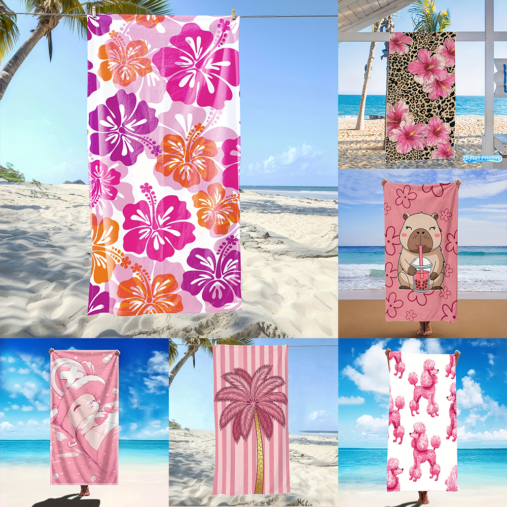 Travel Yoga Accessories - 1PC Tropical Floral Beach Towel ,