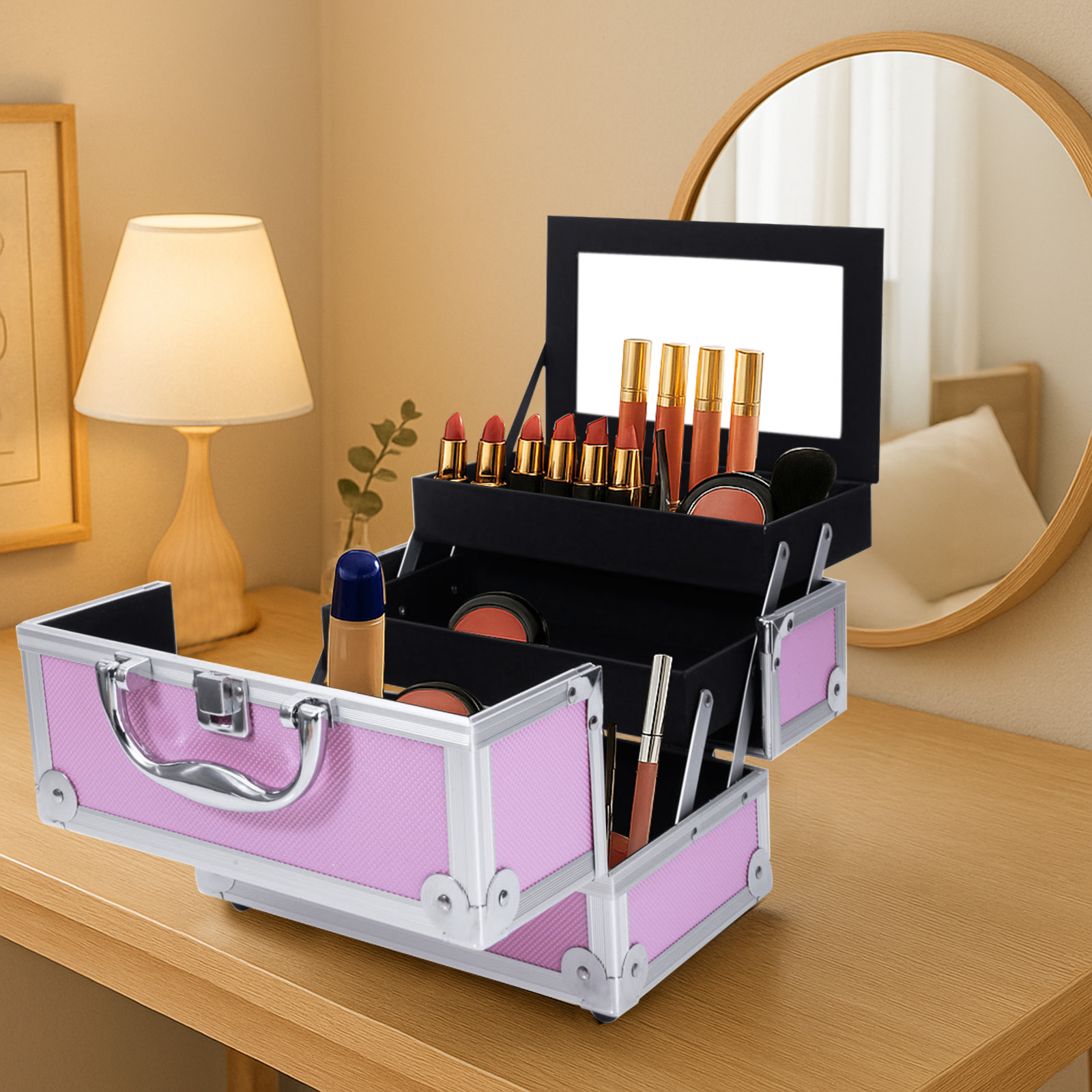 Pink Aluminum Alloy Makeup Cas - Travel Z recension och pris