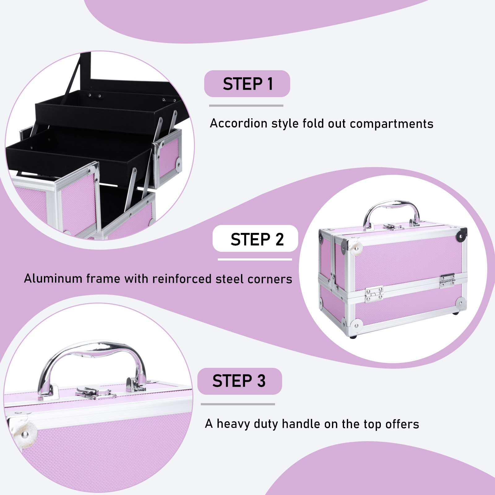 Pink Aluminum Alloy Makeup Cas - Travel Z recension och pris
