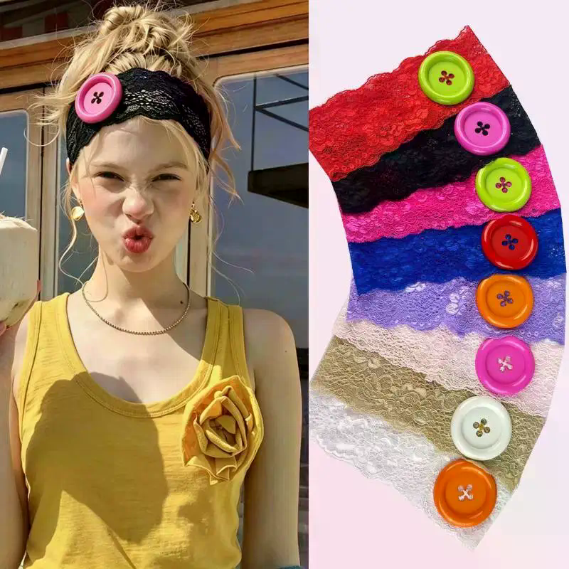 Vintage Lace Big Button Headba - Travel Yoga Accessories recension och pris