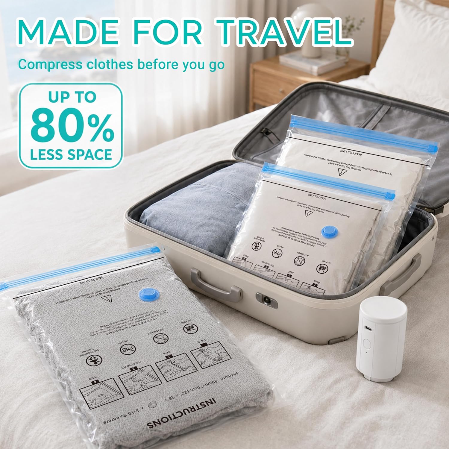 Travel Vacuum Bags with Pump,  - Compression Bag Vacuum recension och pris