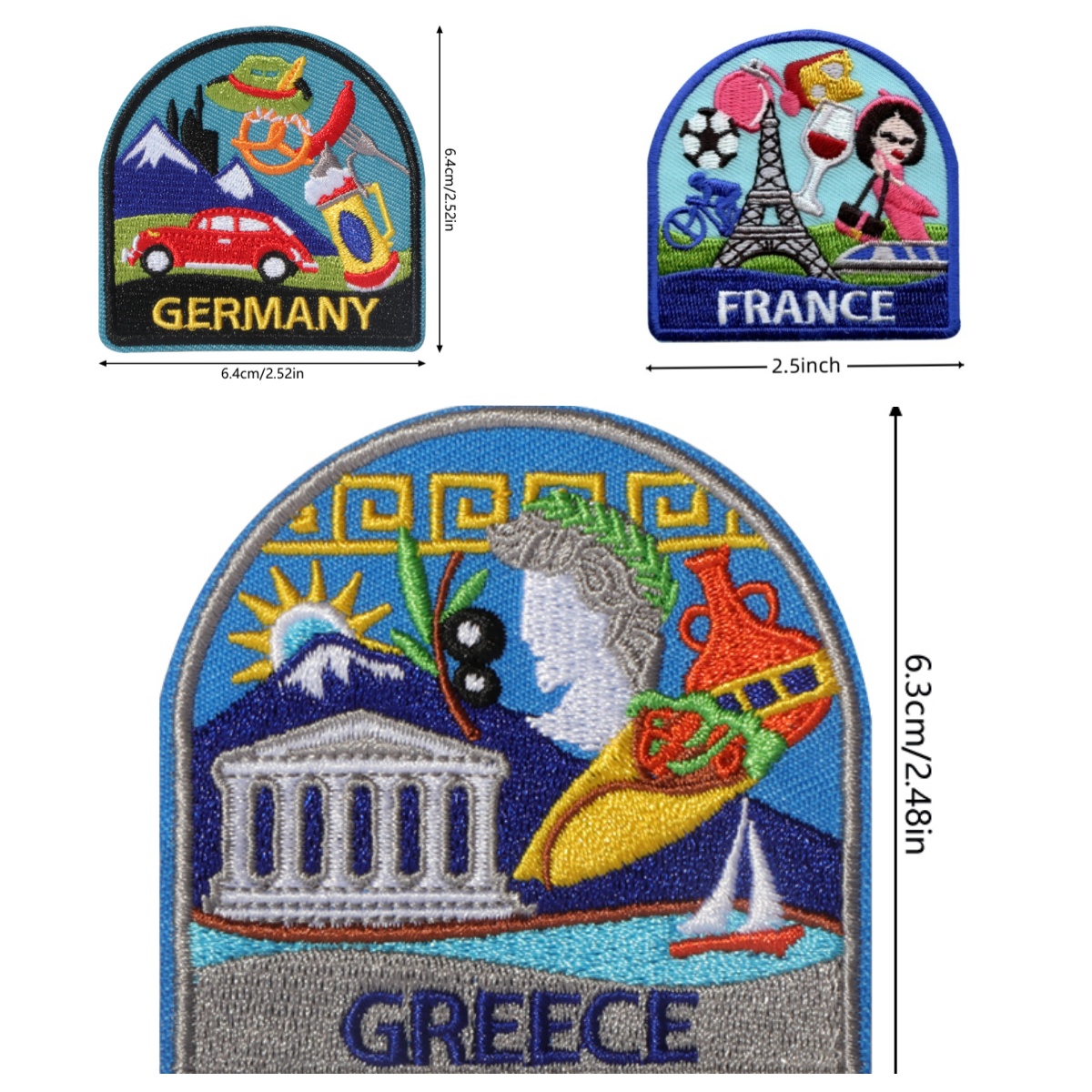 3Pcs European Country Art Embr - Travel Accessories Greece recension och pris