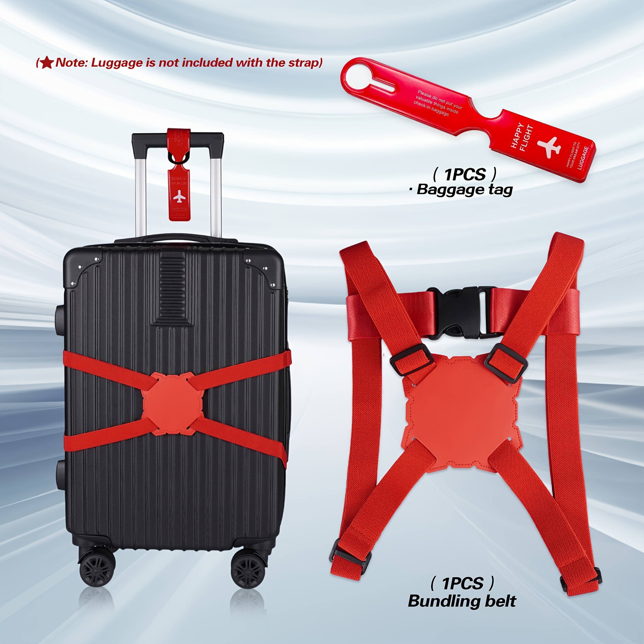 2-Piece Luggage Strap Set + Lu - Travel Accessories Luggage Straps recension och pris