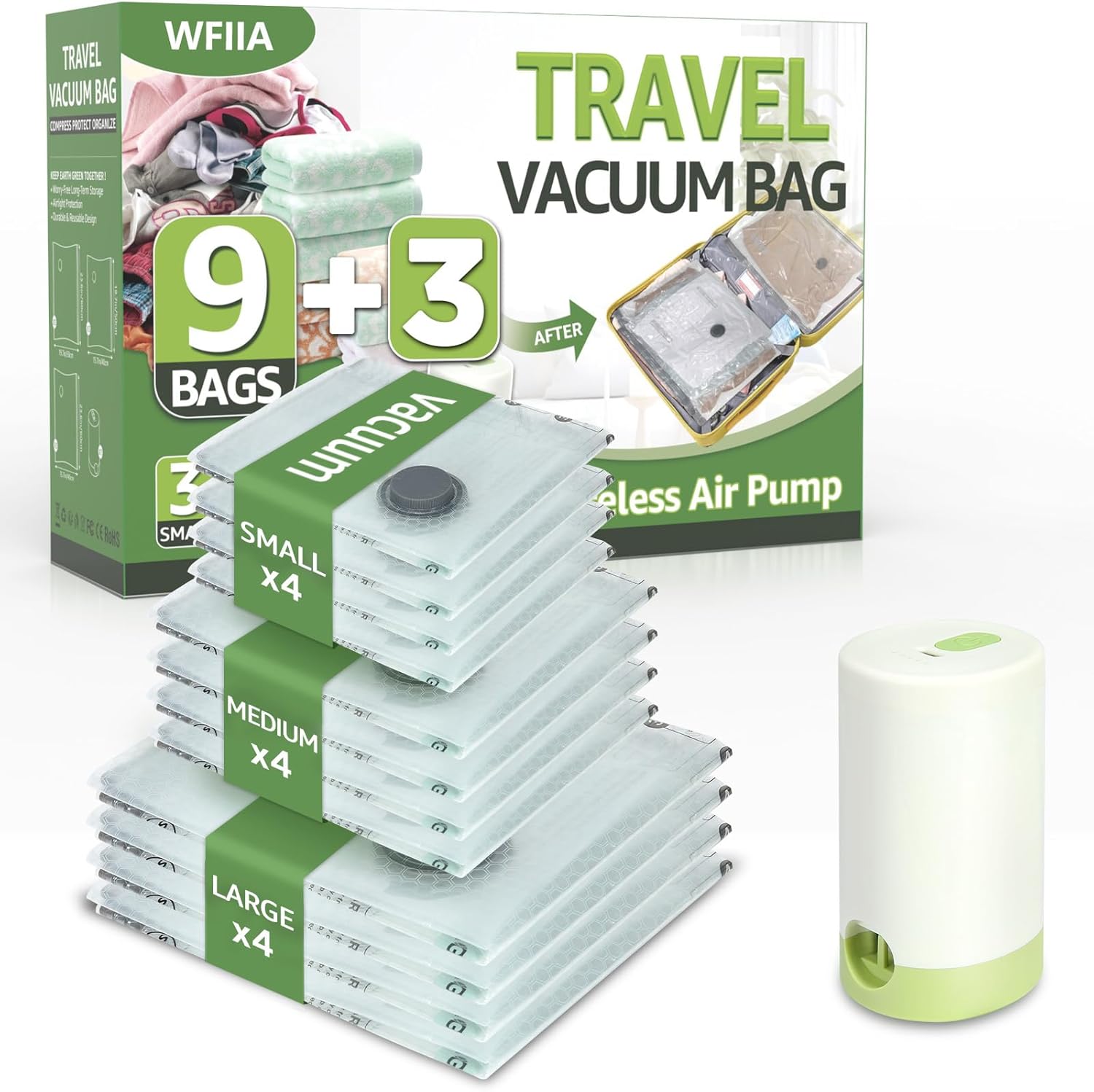12 Packs Vacuum Bags for Trave - Compression Bag Vacuum recension och pris