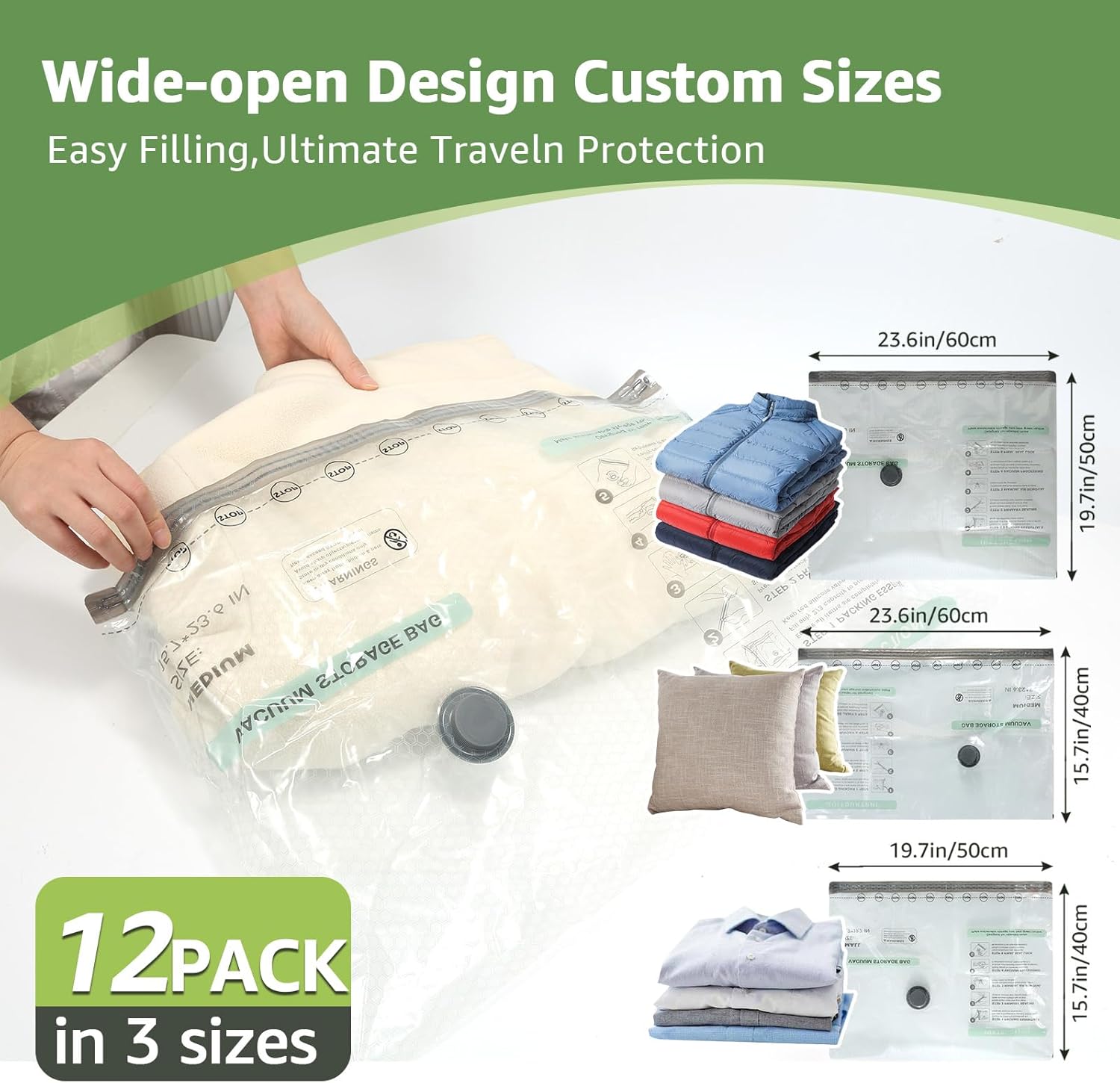 12 Packs Vacuum Bags for Trave - Compression Bag Vacuum recension och pris