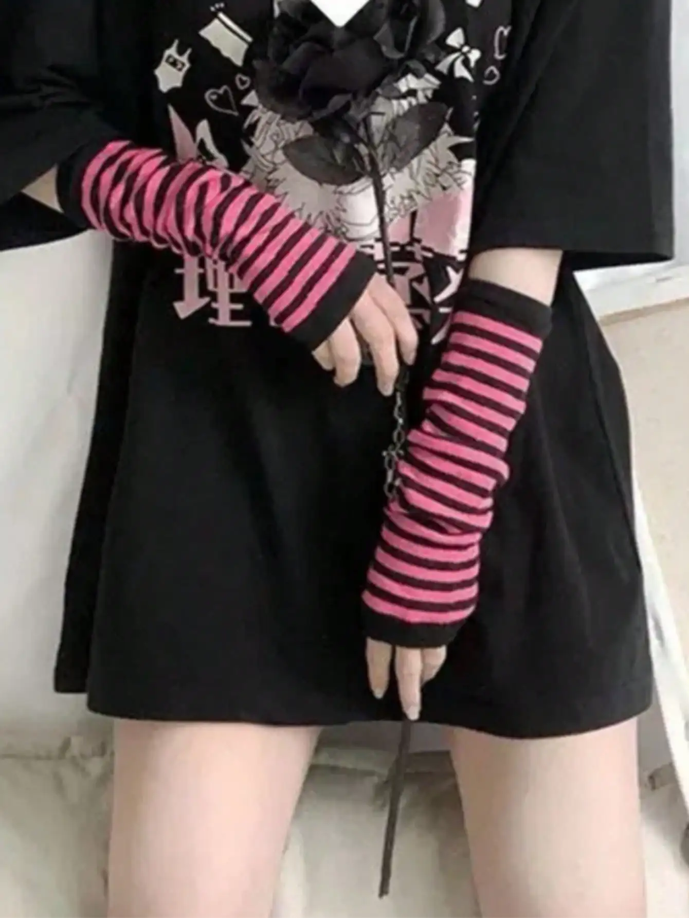 1 Pair Y2K Punk Striped Knitte - Travel Accessories Unisex recension och pris