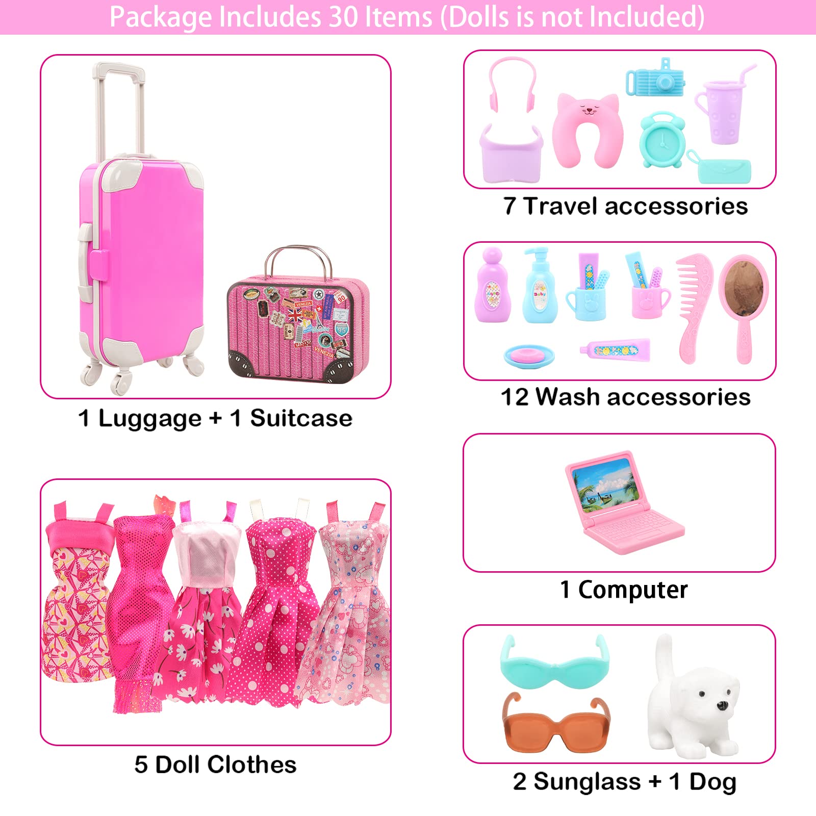 BARWA 30 Pcs 11.5 lnch Travel  - Travel Accessories Girly recension och pris