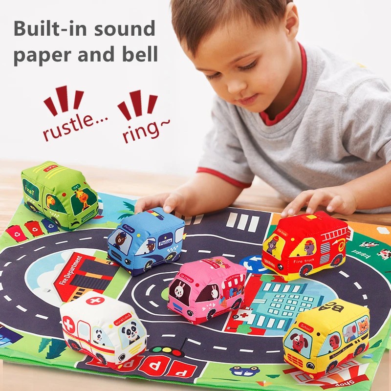 Soft Fabric Car Toy Set for Ba - Travel Accessories Baby recension och pris