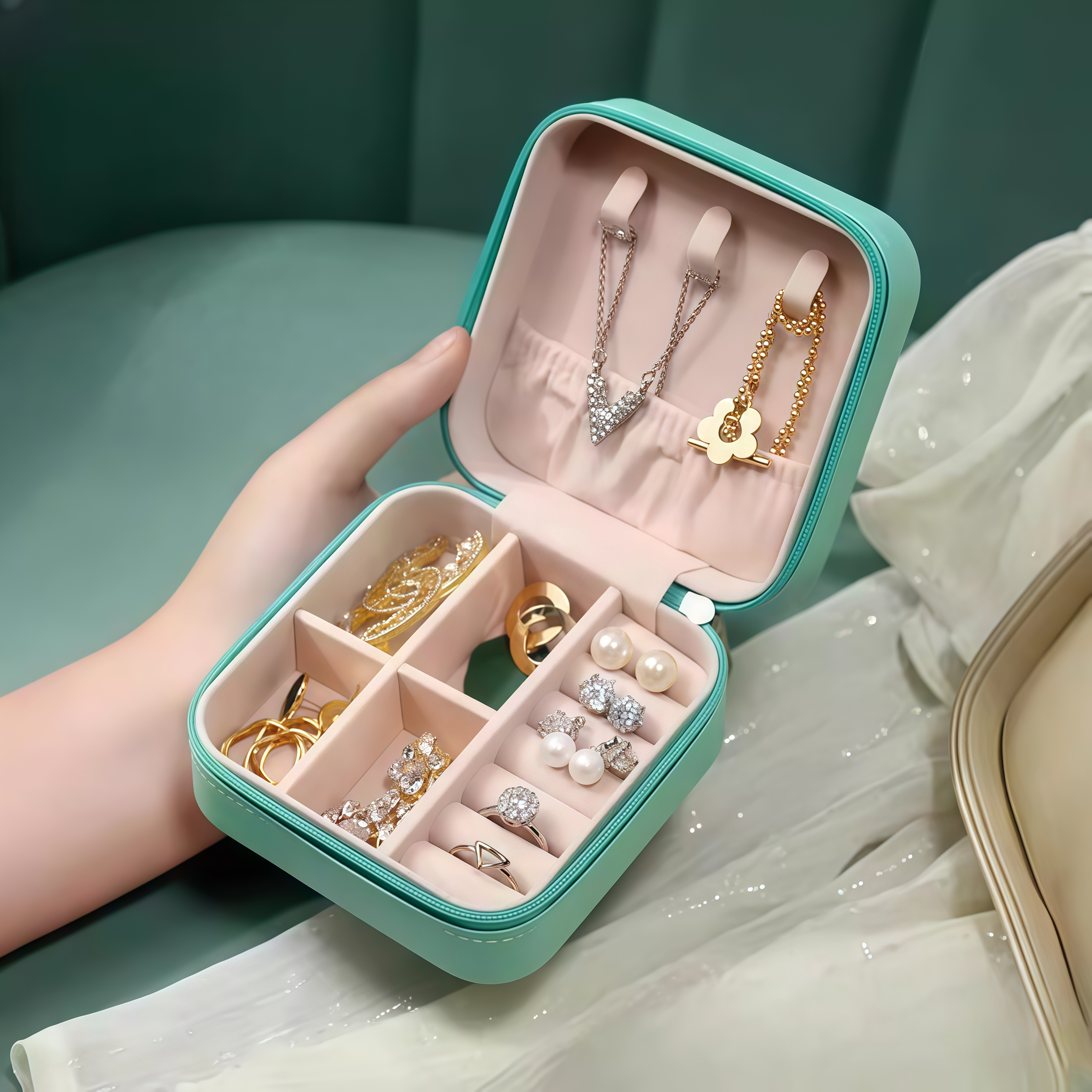 Simple And Portable Palm Jewel - Accessories Travel Jewelry Box recension och pris