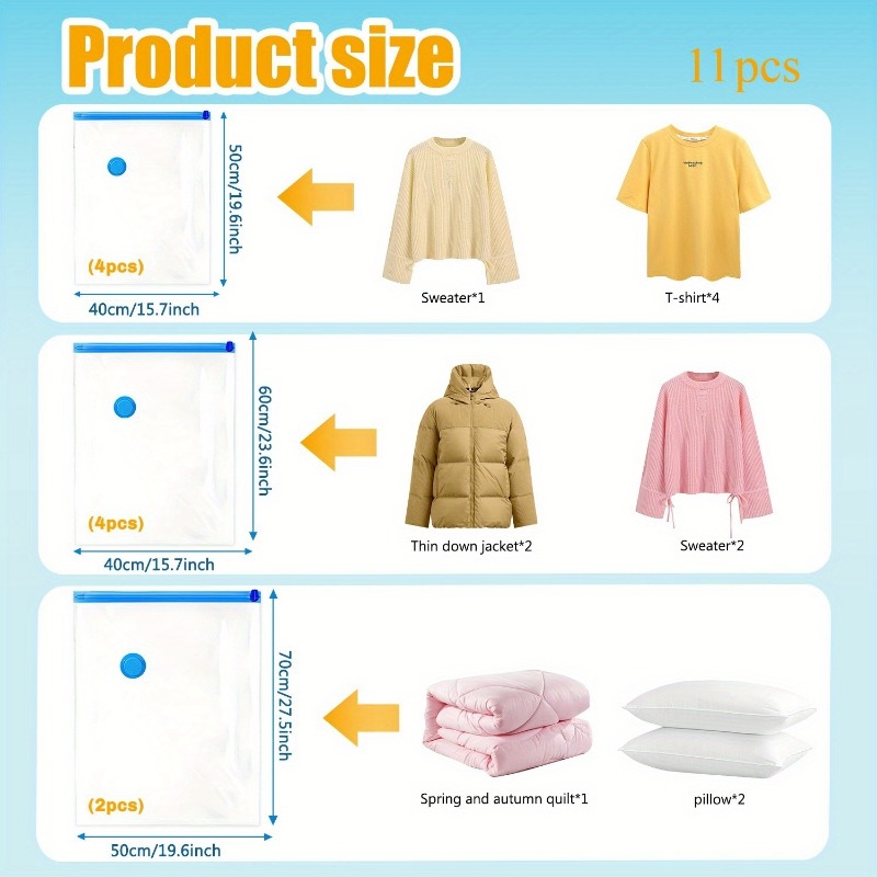 11Pcs Vacuum Storage Bags with - Compression Bag Vacuum recension och pris